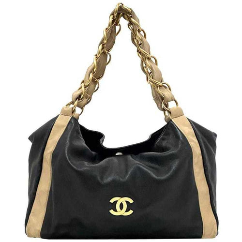 Beige Leather Chanel Tote