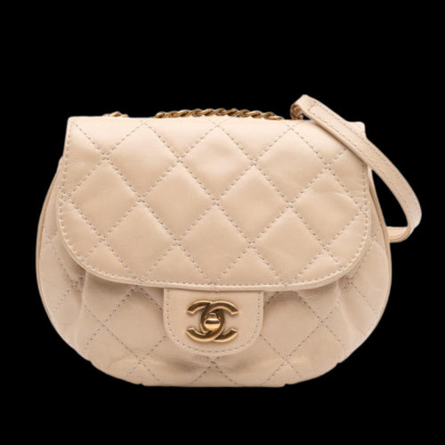 Beige Leather Chanel Flap Bag