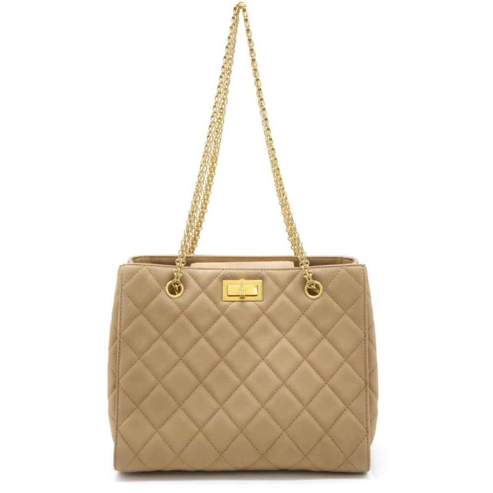 Beige Leather Chanel Shoulder Bag