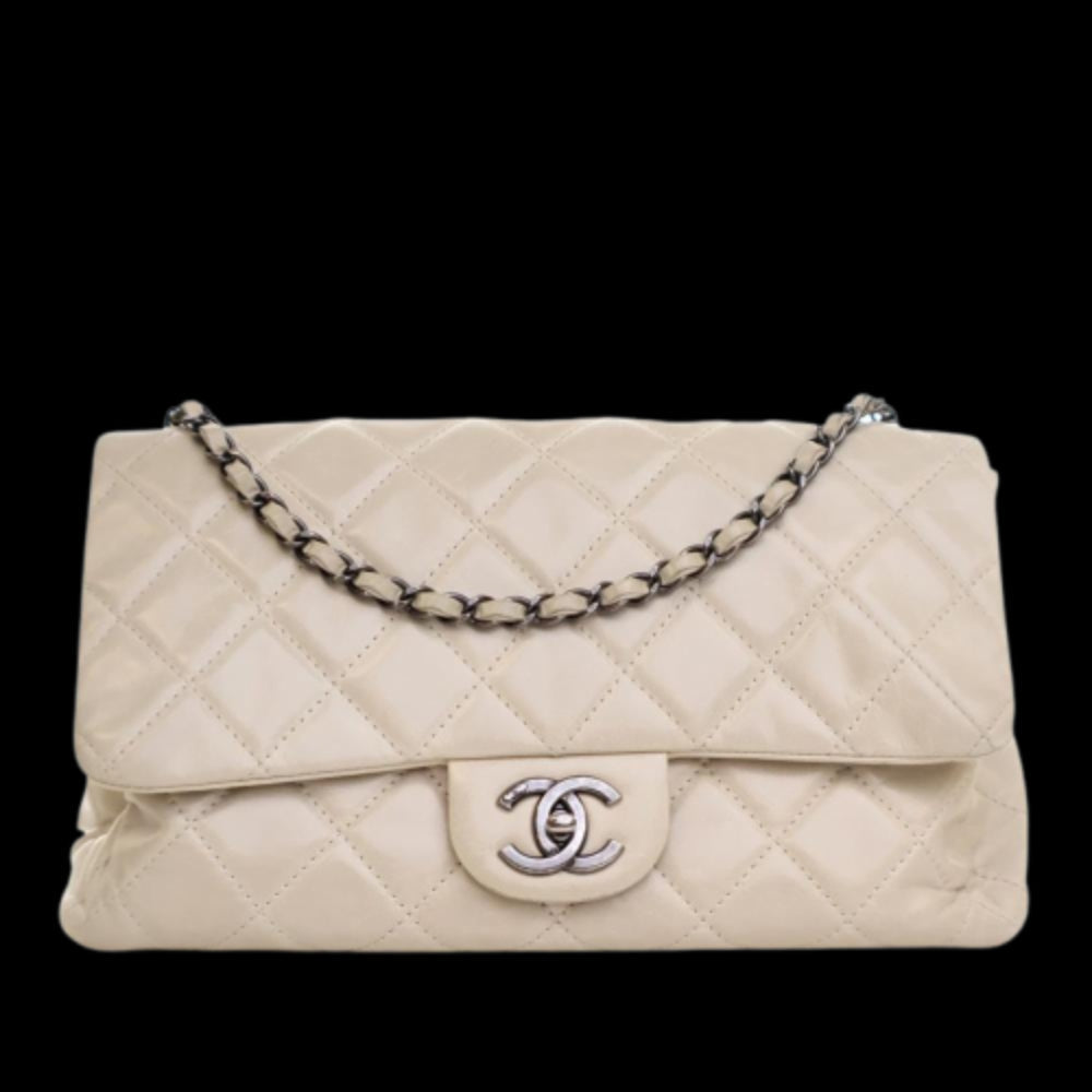Beige Leather Chanel Flap Bag