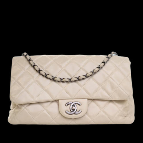 Beige Leather Chanel Flap Bag