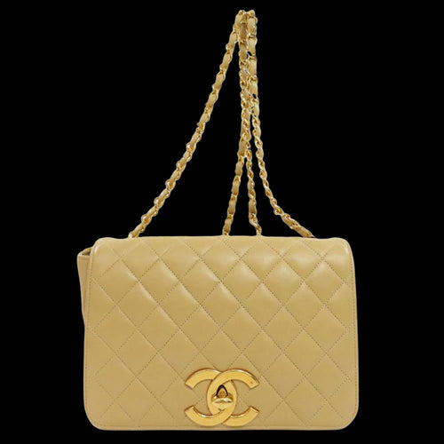 Beige Leather Chanel Shoulder Bag