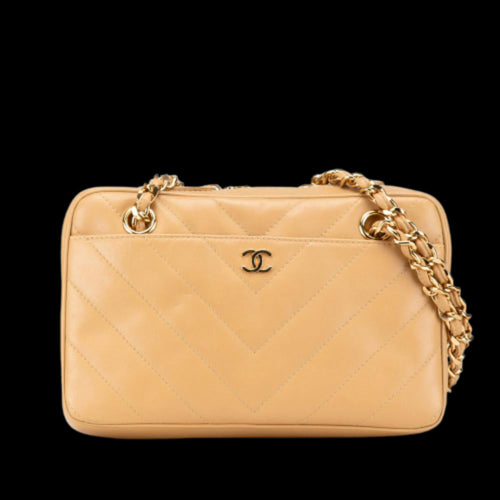 Beige Leather Chanel Shoulder Bag