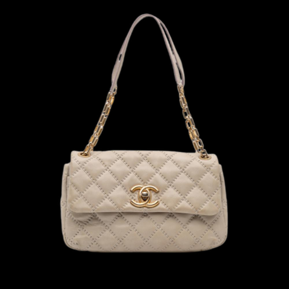Beige Leather Chanel Flap Bag