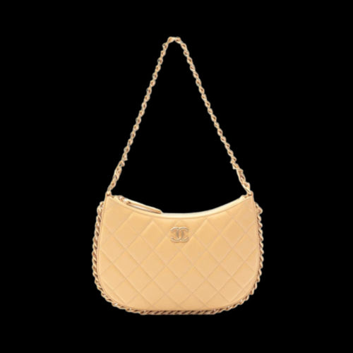 Beige Leather Chanel Crossbody Bag