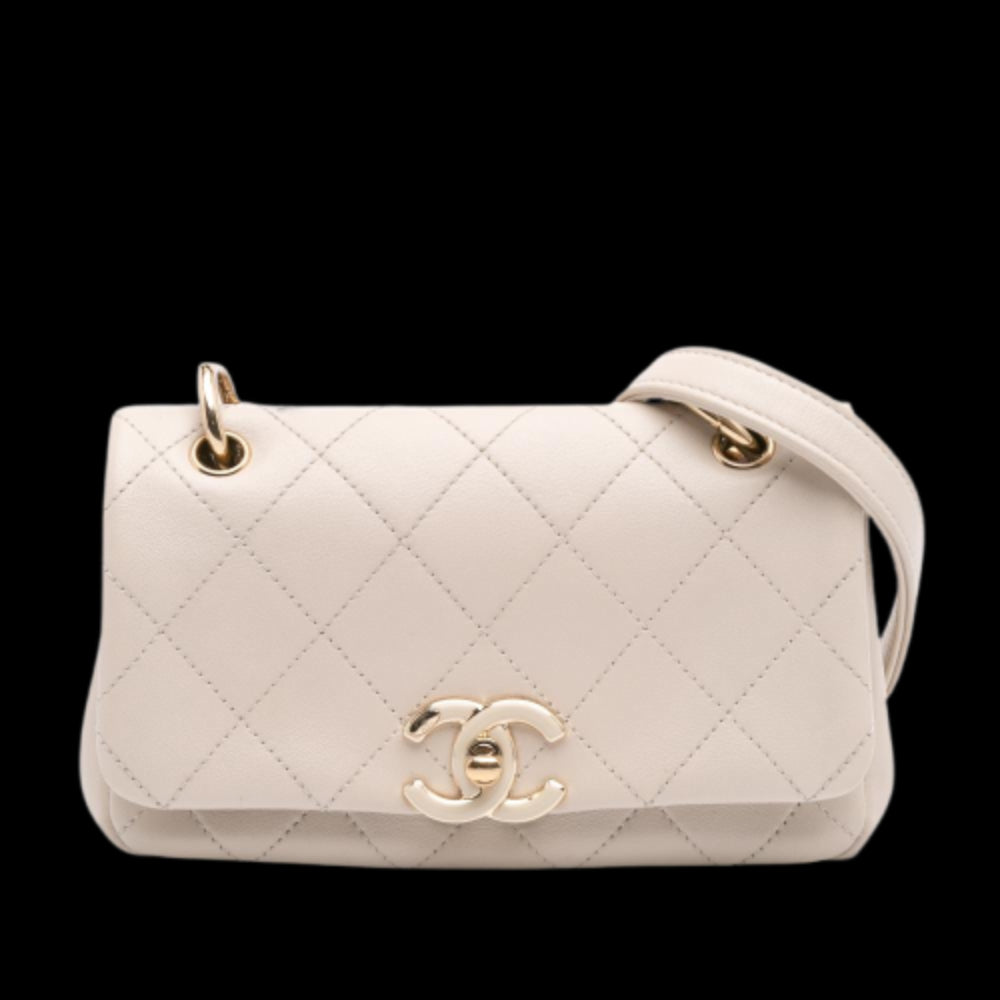 Beige Leather Chanel Crossbody Bag