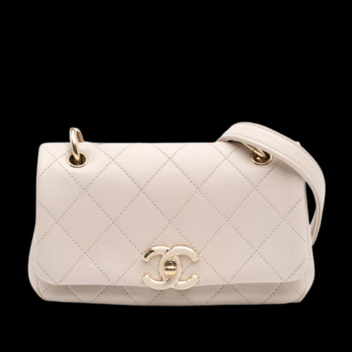 Beige Leather Chanel Crossbody Bag