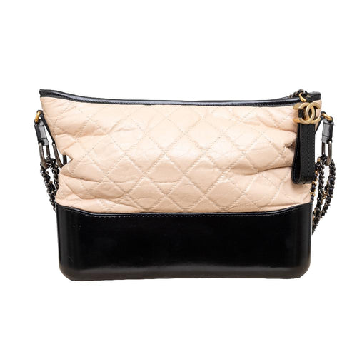 Beige Leather Chanel Crossbody Bag