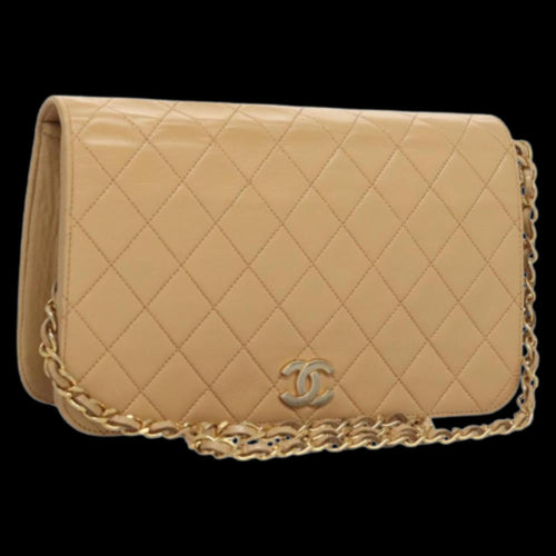 Beige Leather Chanel Shoulder Bag