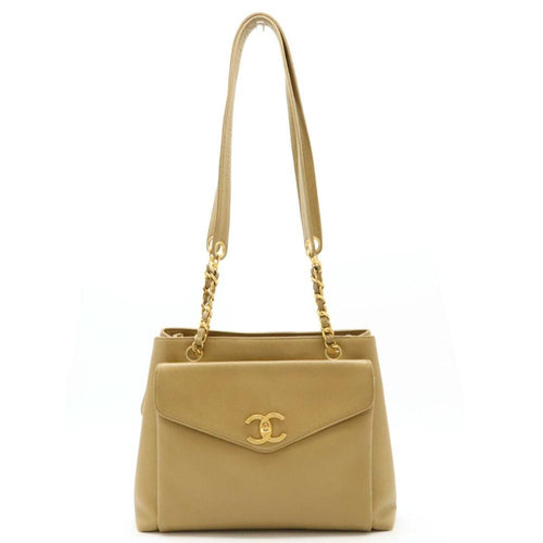Beige Leather Chanel Shoulder Bag