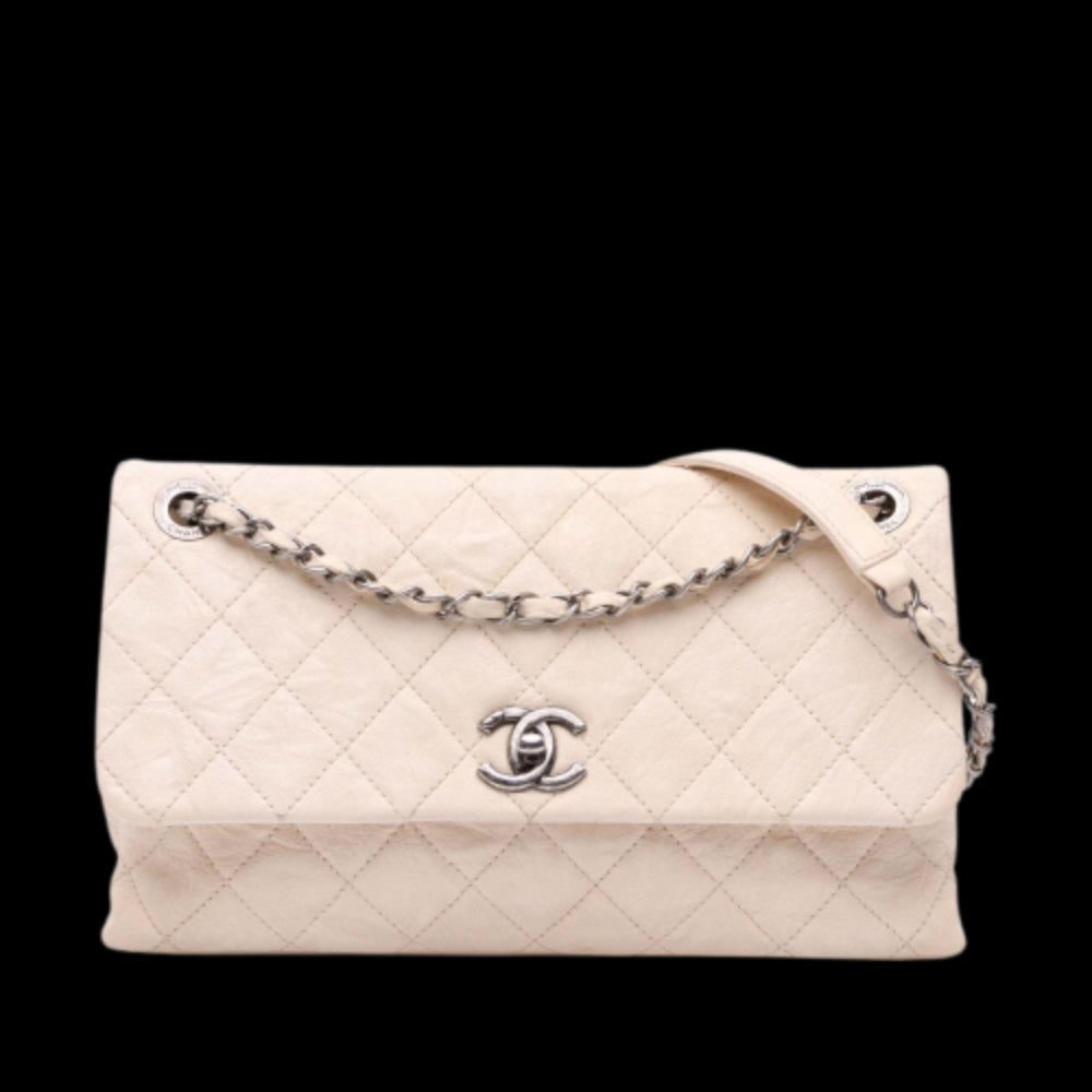 Beige Leather Chanel Flap Bag