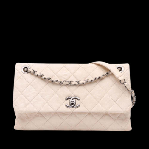 Beige Leather Chanel Flap Bag