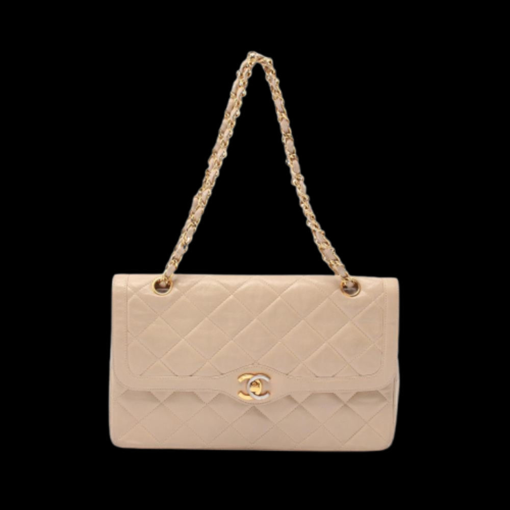Beige Leather Chanel Flap Bag
