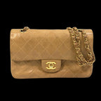 Beige Leather Chanel Flap Bag