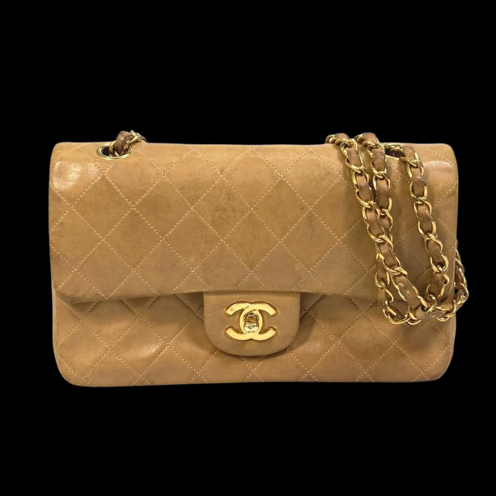 Beige Leather Chanel Flap Bag