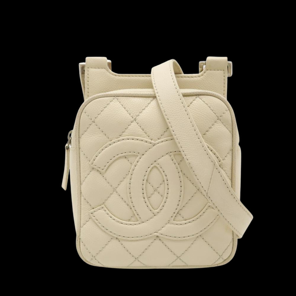 Beige Leather Chanel Crossbody Bag