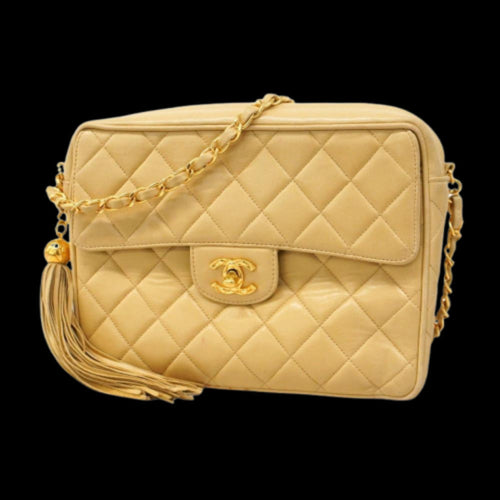 Beige Leather Chanel Shoulder Bag