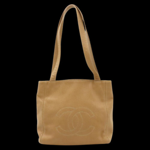 Beige Leather Chanel Shoulder Bag