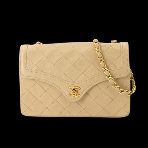 Beige Leather Chanel Shoulder Bag