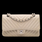 Beige Leather Chanel Flap Bag