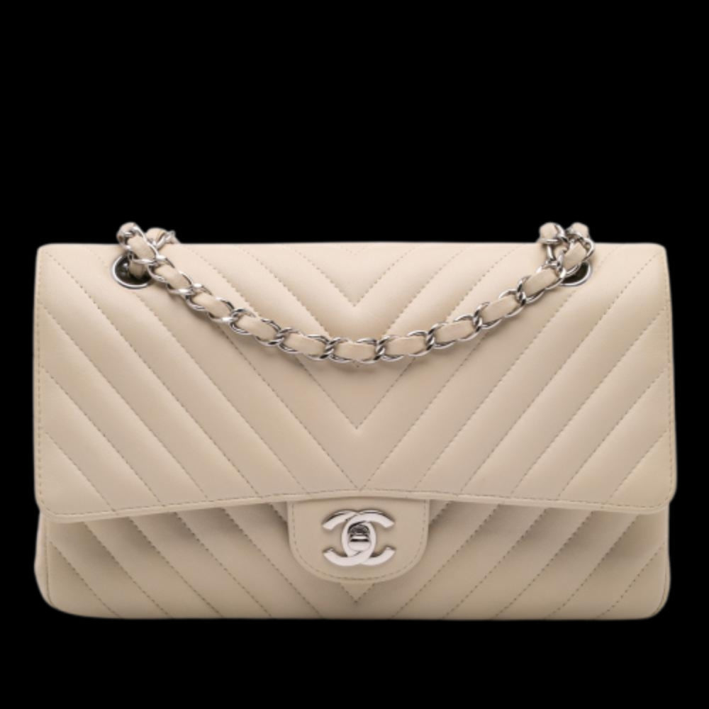 Beige Leather Chanel Flap Bag