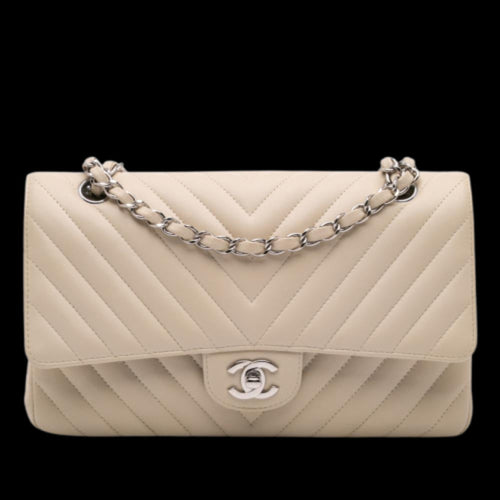 Beige Leather Chanel Flap Bag