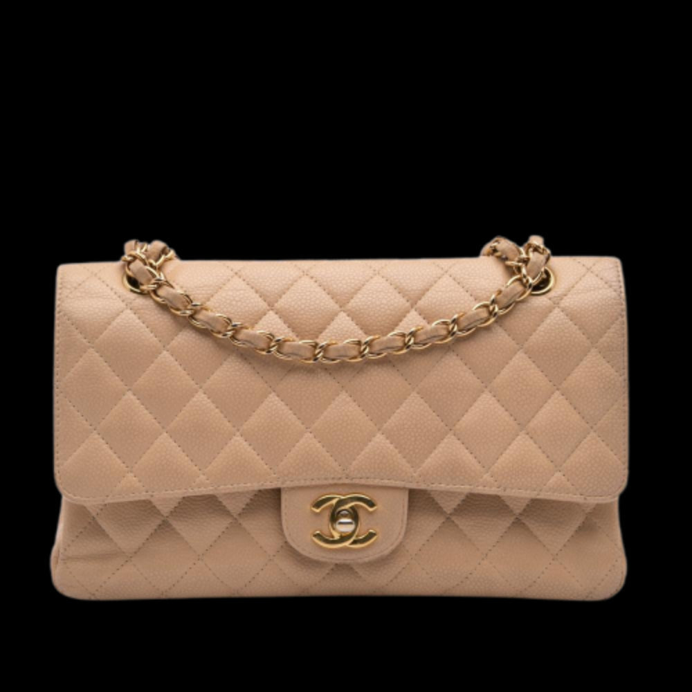 Beige Leather Chanel Flap Bag