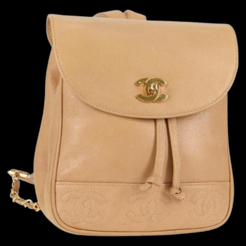 Beige Leather Chanel Backpack