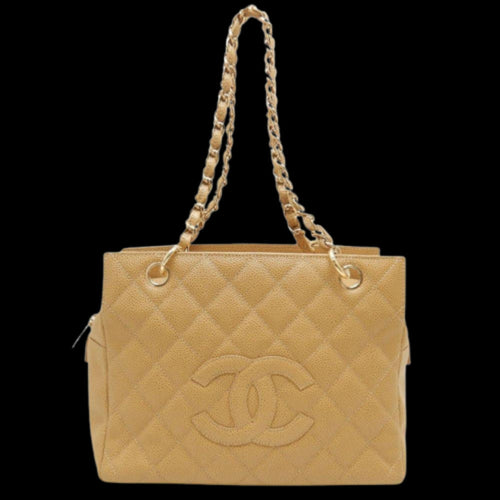 Beige Leather Chanel Tote