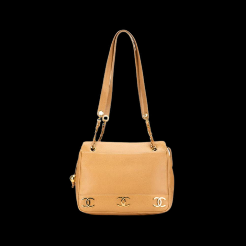Beige Leather Chanel Shoulder Bag