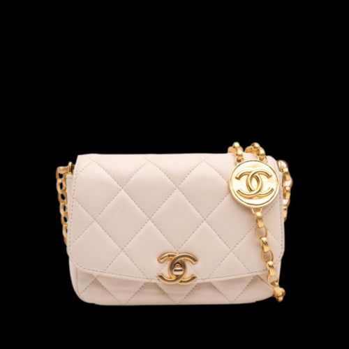 Beige Leather Chanel Flap Bag