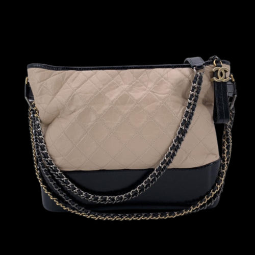 Beige Leather Chanel Crossbody Bag