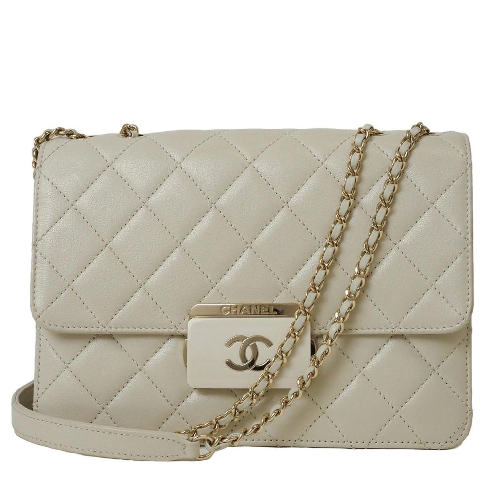 Beige Leather Chanel Shoulder Bag