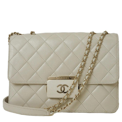 Beige Leather Chanel Shoulder Bag