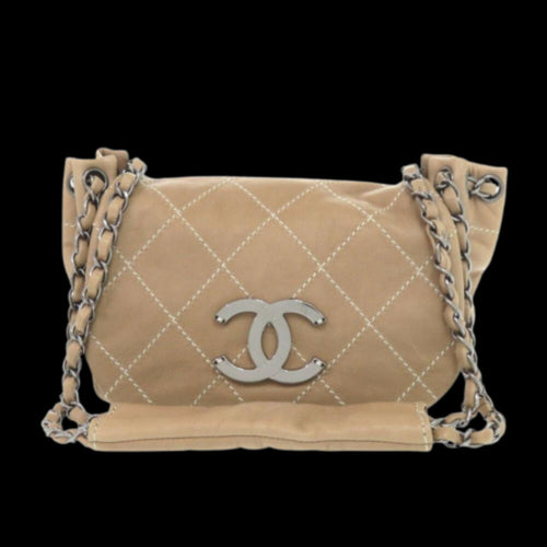 Beige Leather Chanel Shoulder Bag