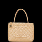 Beige Leather Chanel Tote