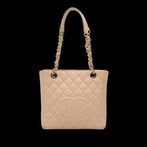 Beige Leather Chanel Tote