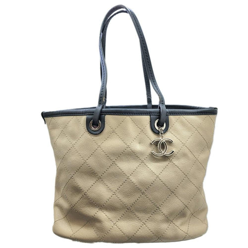 Beige Leather Chanel Tote