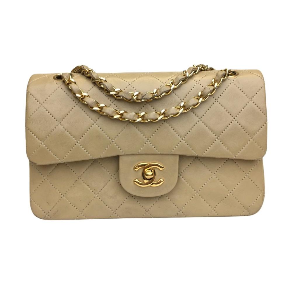 Beige Leather Chanel Flap Bag