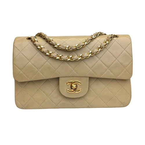 Beige Leather Chanel Flap Bag