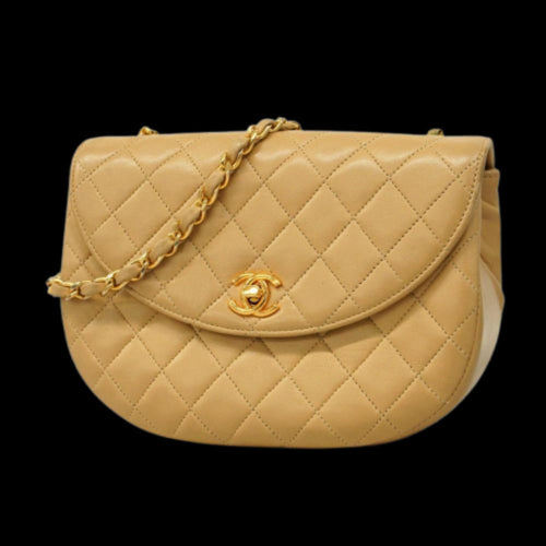 Beige Leather Chanel Shoulder Bag