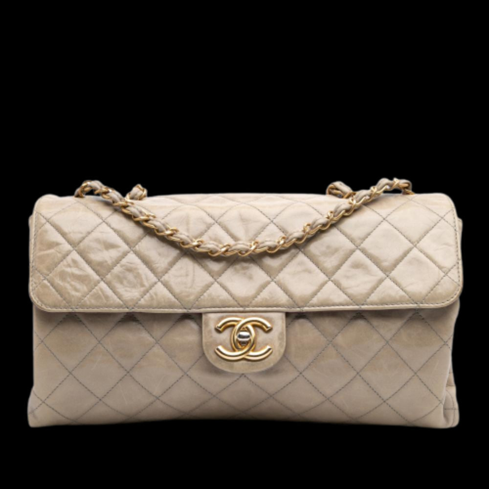 Beige Leather Chanel Flap Bag