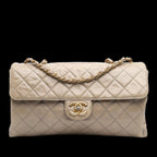 Beige Leather Chanel Flap Bag