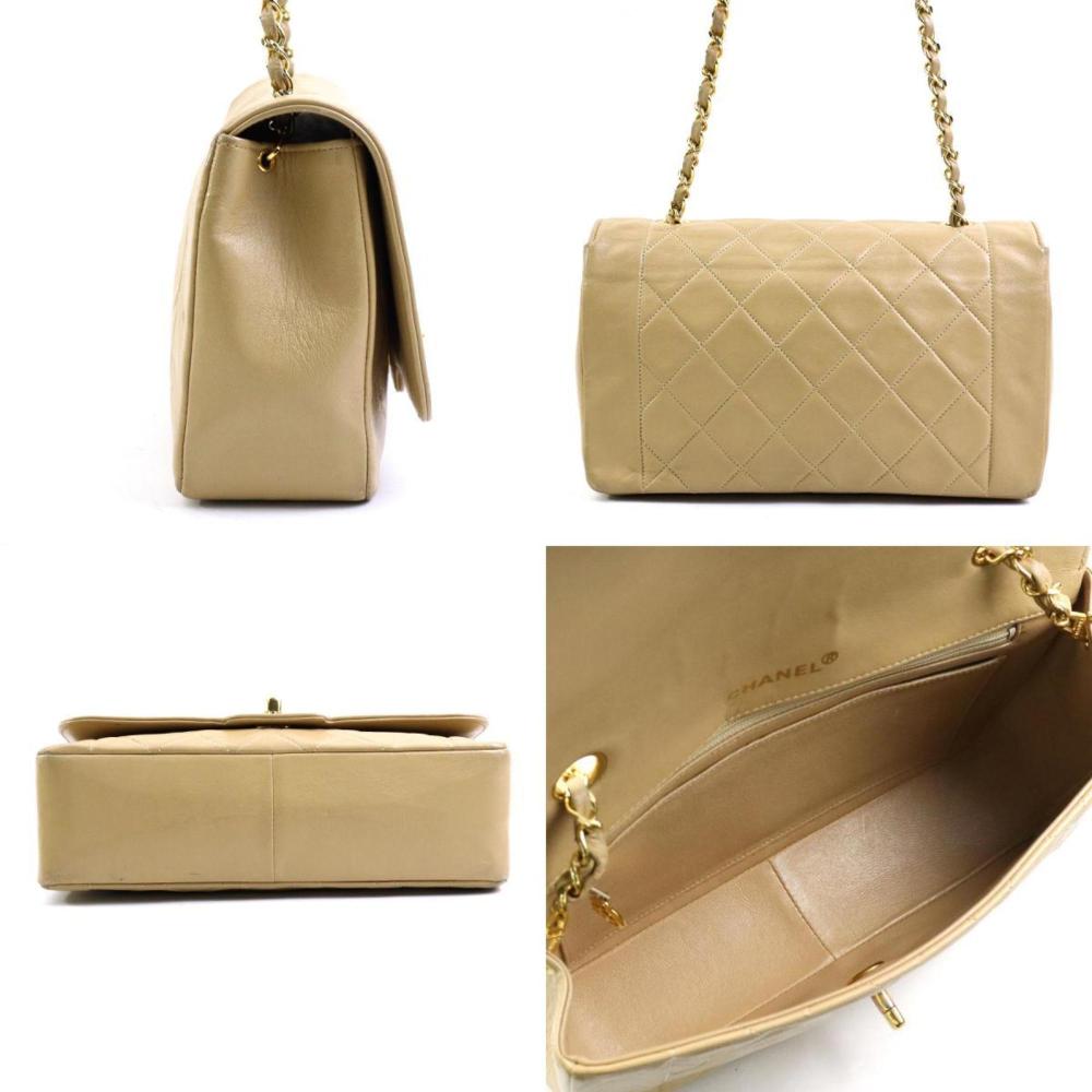 Beige Leather Chanel Shoulder Bag