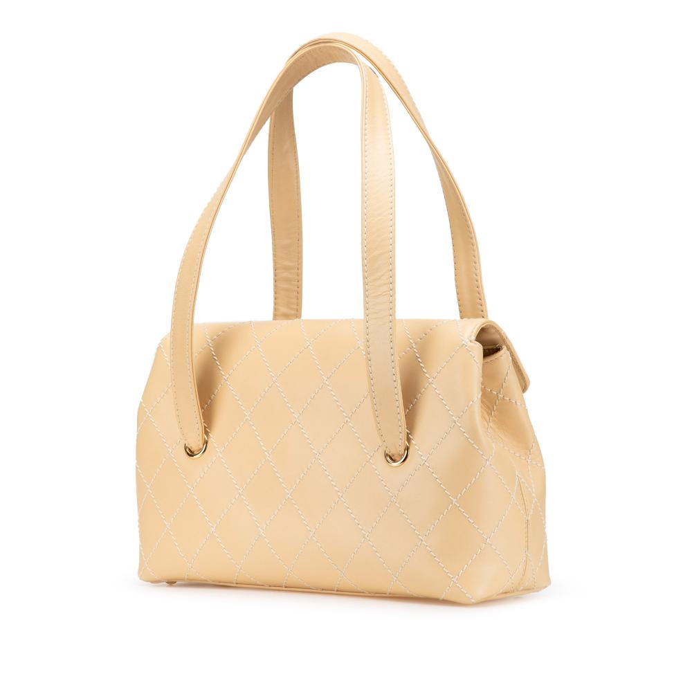 Beige Leather Chanel Flap Bag