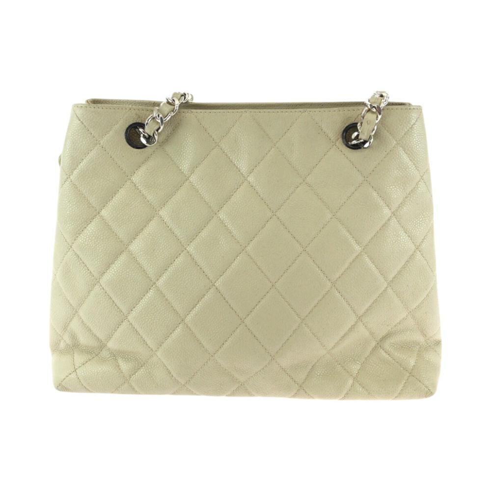 Beige Leather Chanel Shoulder Bag