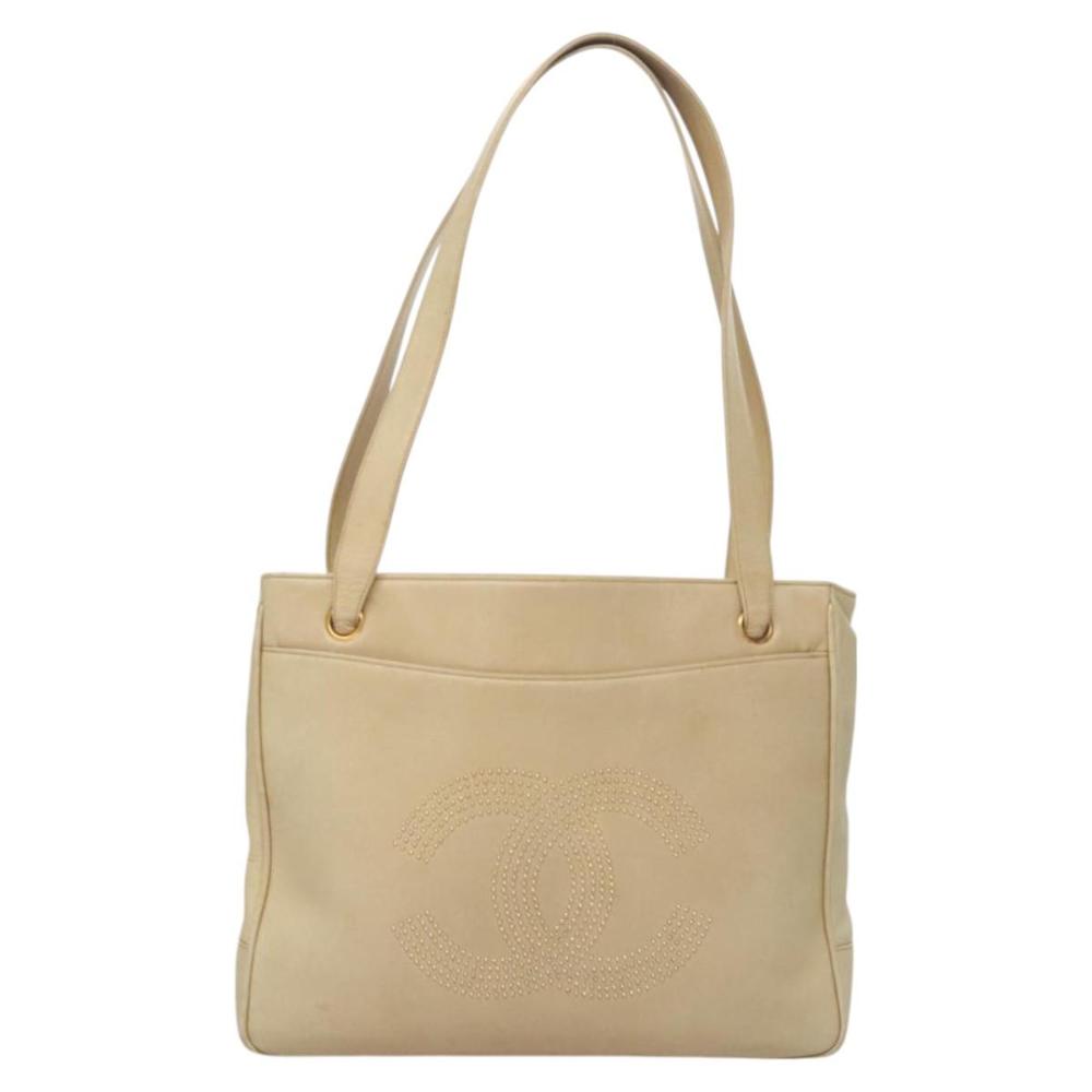 Beige Leather Chanel Shoulder Bag