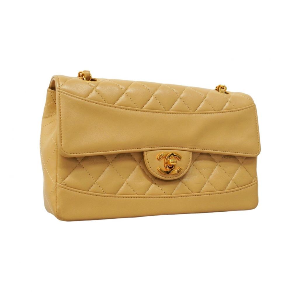 Beige Leather Chanel Shoulder Bag