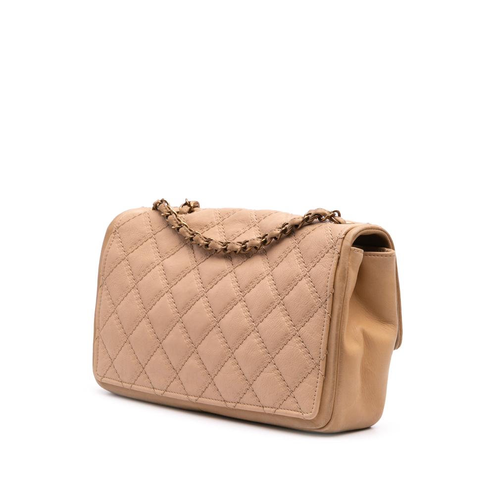 Beige Leather Chanel Flap Bag