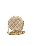 Beige Leather Chanel Crossbody Bag